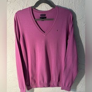Tommy Hilfiger Women's V Neck Pink Jumper
